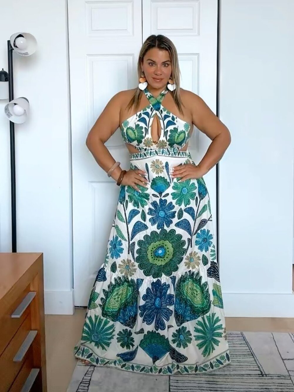 SHEIN Women's Floral Summer Maxi Dress – Halter Neck, Backless, Bohemian, Beach